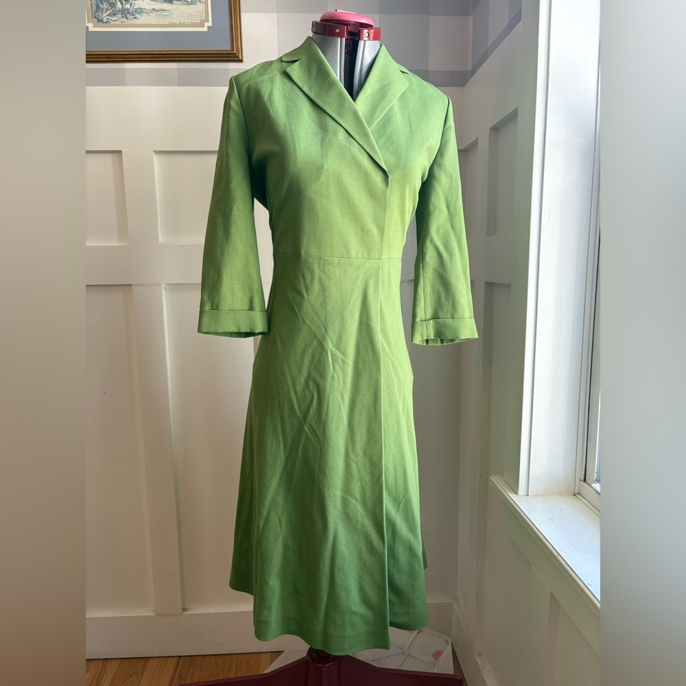 Green Long Sleeve A-Line Dress